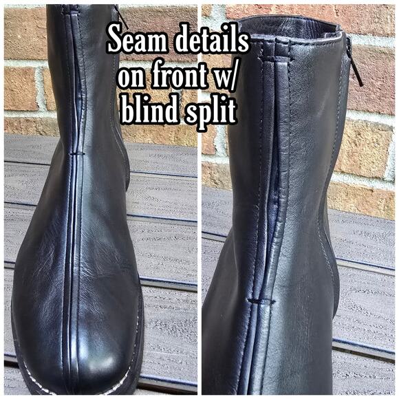 Minimalist Black Leather Boots Piped Center Seam Boots Crepe Sole Size EU 44 main image 13